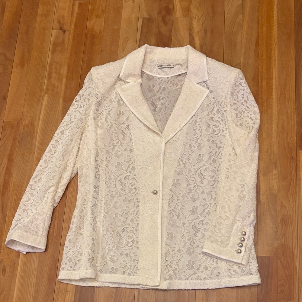 Alice + Olivia Cream Lace Women's Blazer